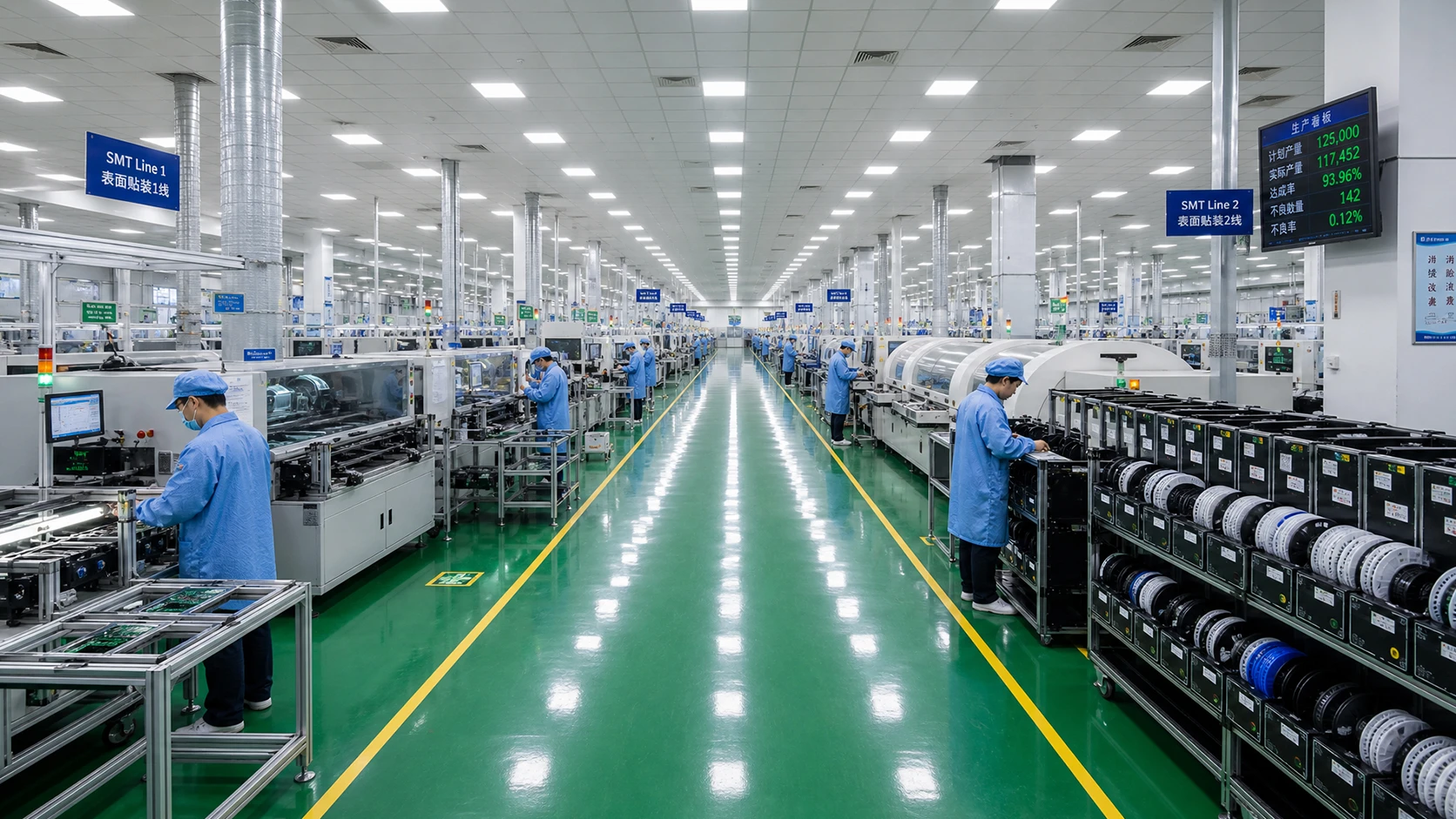 Illustrative circuit board manufacturing floor
